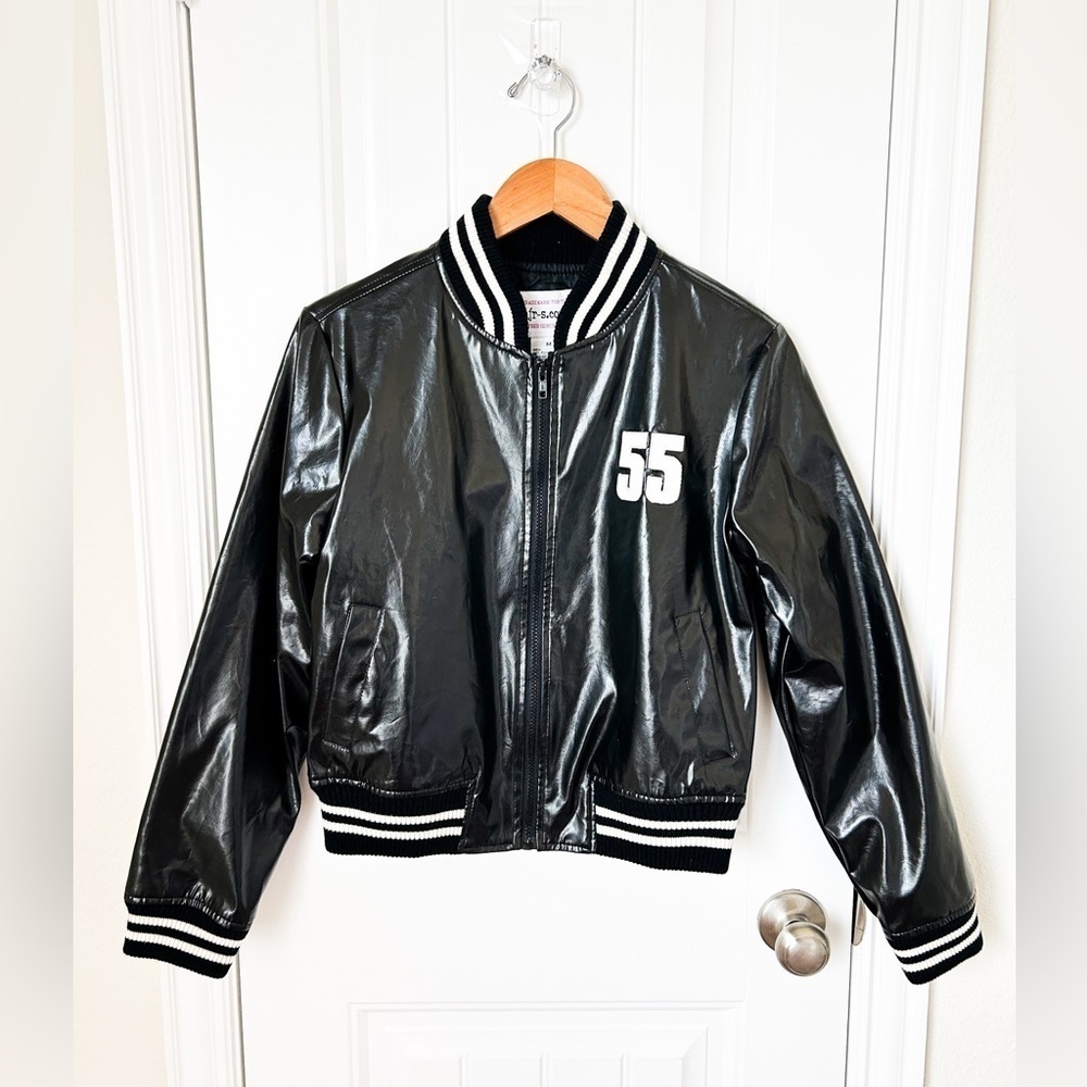 Vintage jr-s.com Black White Varsity Jacket Size Medium
